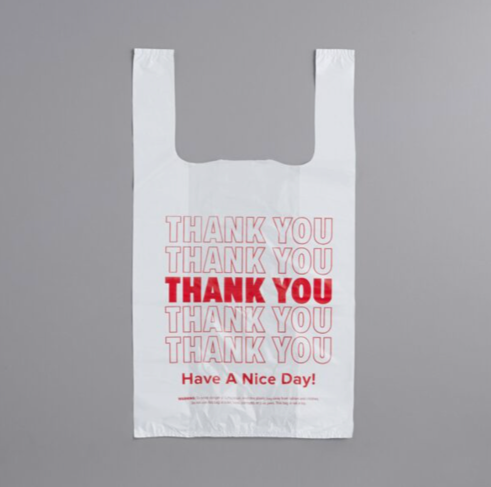 12″ White “Thank You” Plastic T-Shirts Bag